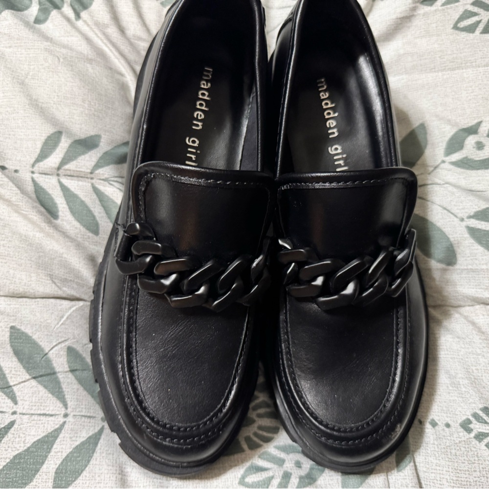 Madden Girl Black Chain Loafers